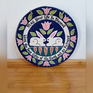 Floral Blue and Pink Wall Decor Plate